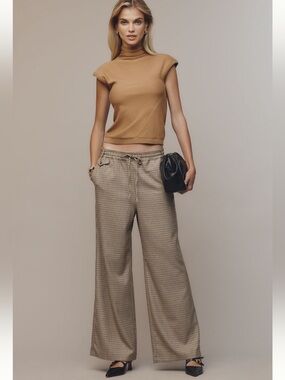 Maeve by  Anthropologie Houndstooth Wide-Leg Chinos - Black, Brown, & Cream